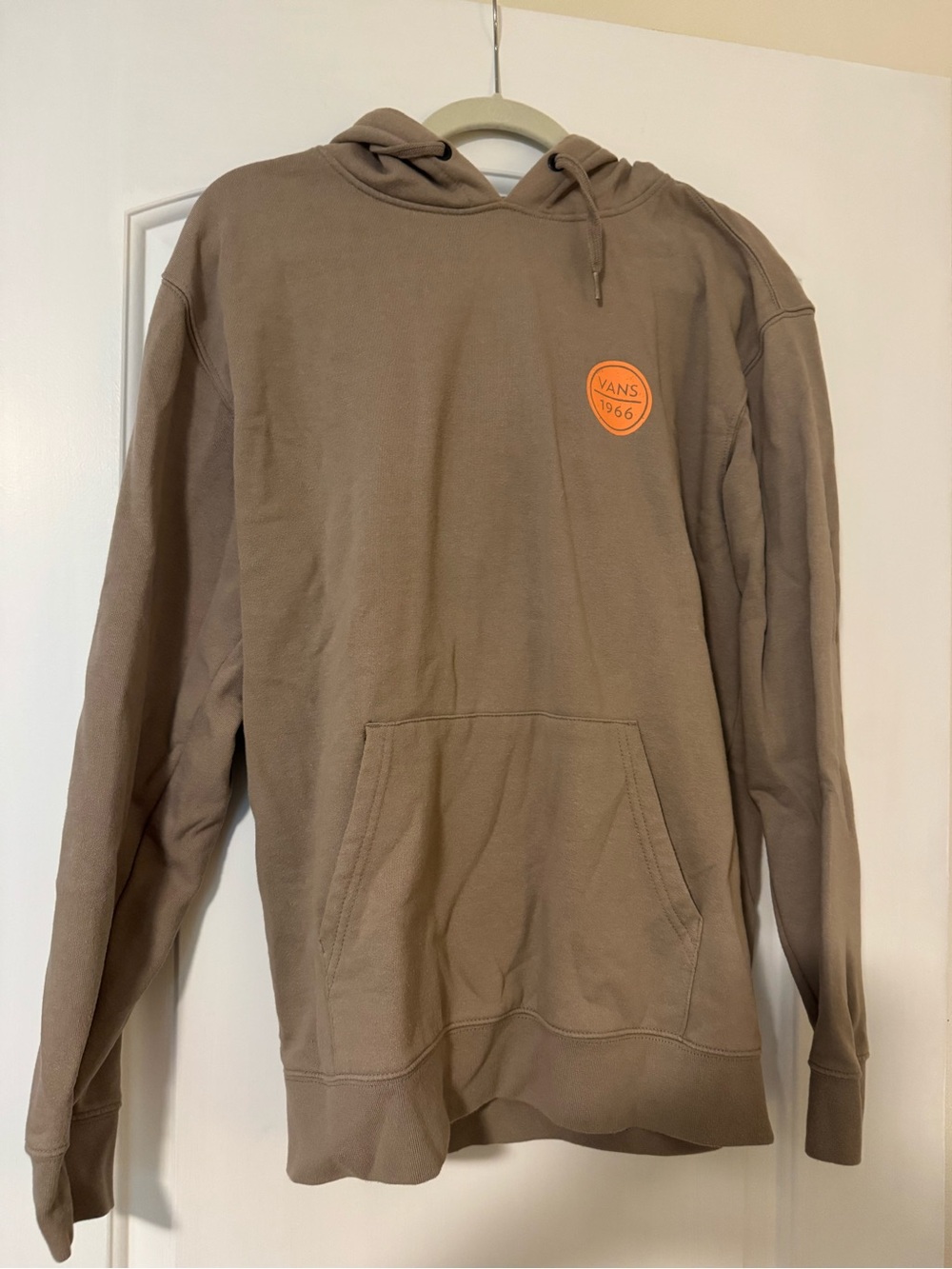 Vans Taupe Pullover Hoodie with Orange Logo